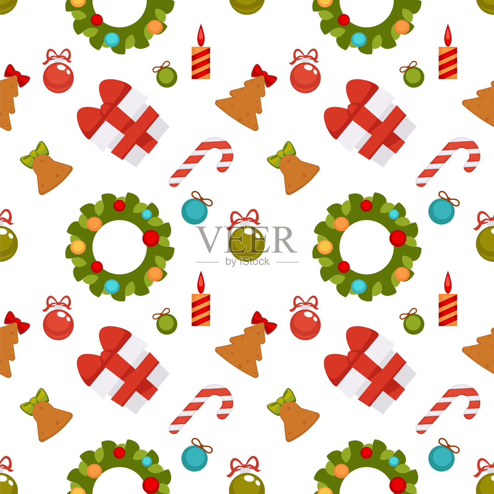 圣诞无缝图案与礼品盒插画图片素材