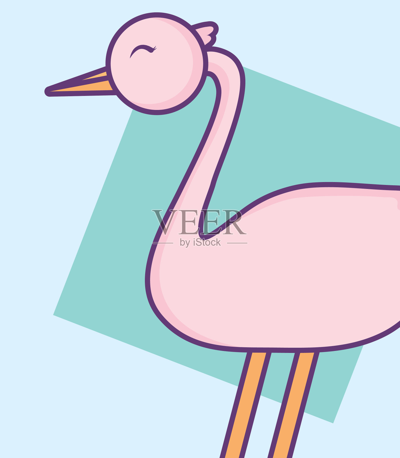 婴儿沐浴卡与鹳插画图片素材