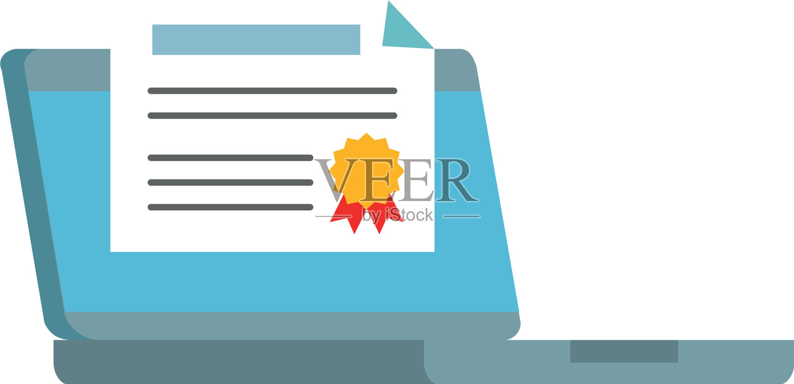 电脑笔记本电脑毕业证书插画图片素材