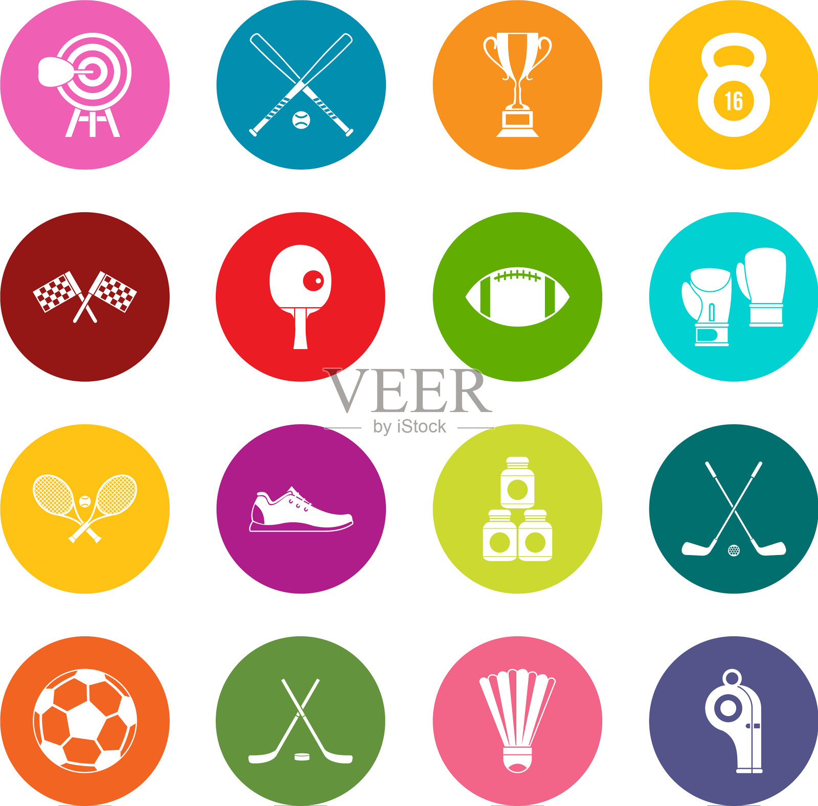 运动设备图标许多颜色设置图标素材