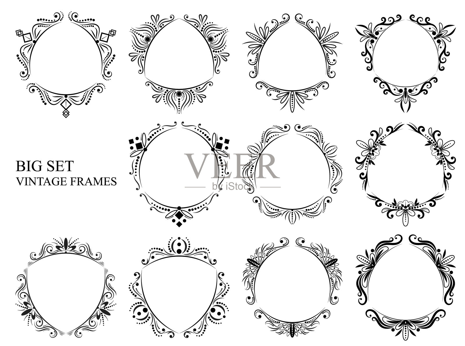 复古三角形框架大设置插画图片素材