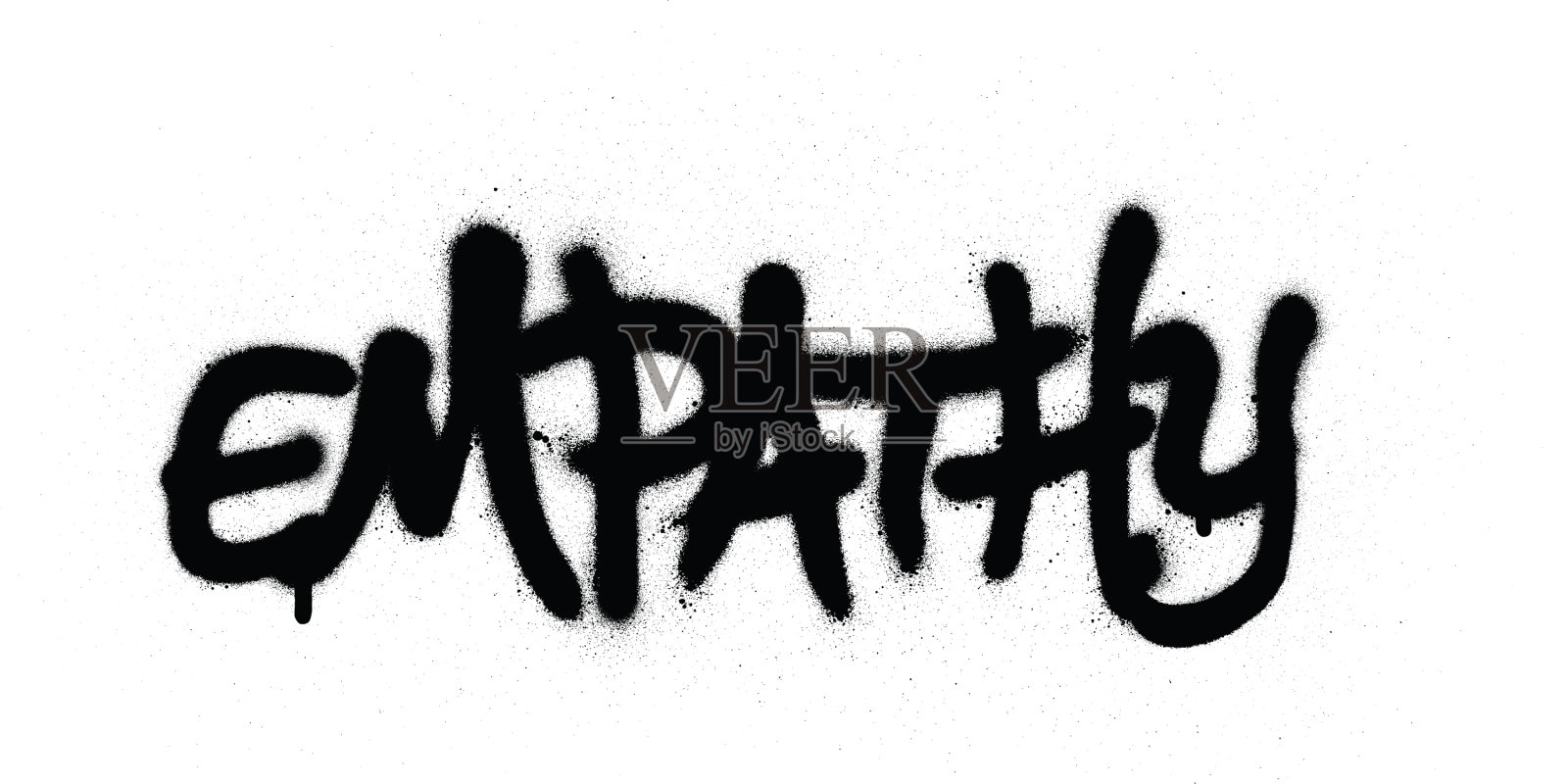 涂鸦同理心的文字在黑色喷在白色设计元素图片