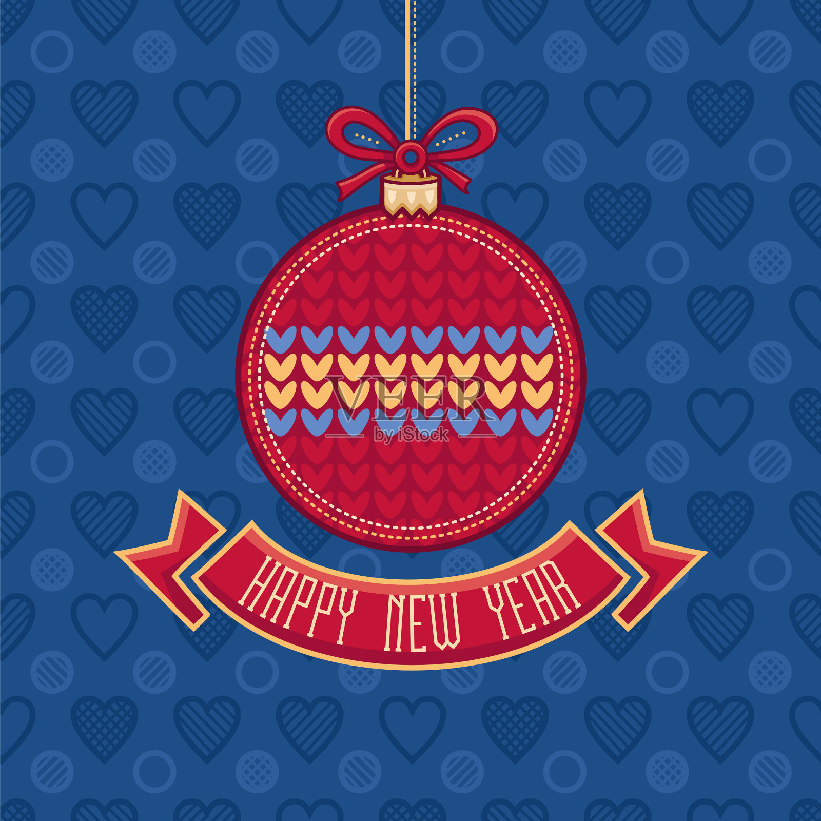 新年贺卡节日装饰品插画图片素材