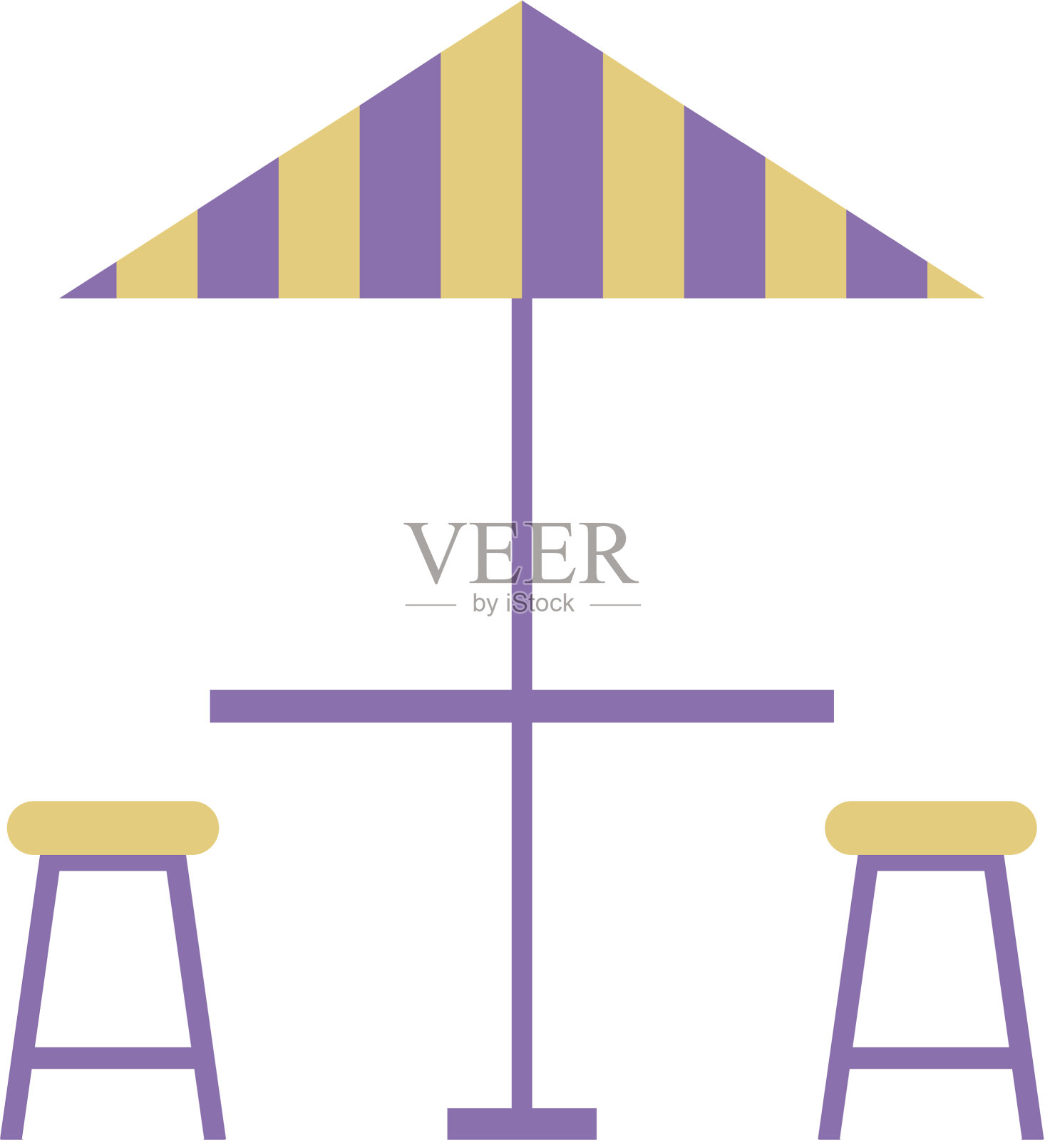 餐厅餐桌上有雨伞和椅子设计元素图片