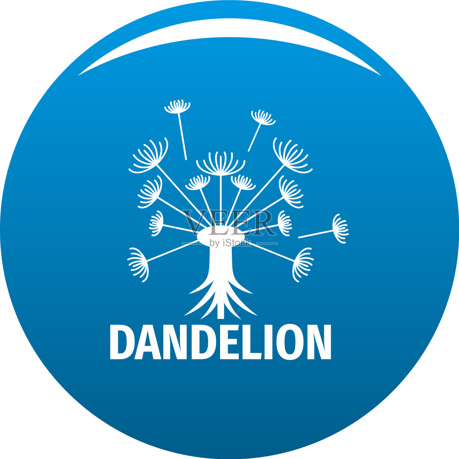 春天的蒲公英标志图标蓝色插画图片素材
