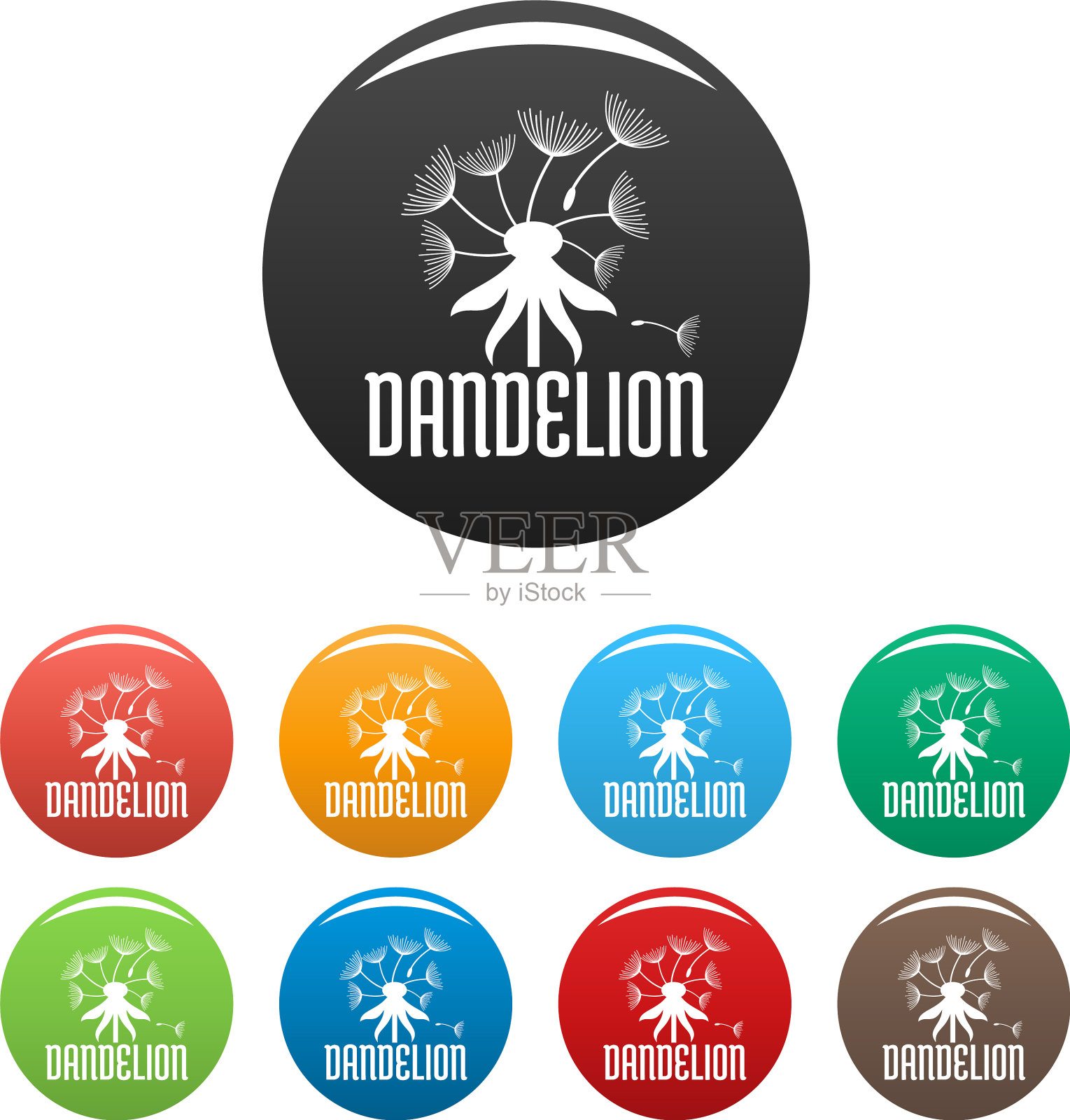 田野蒲公英标志图标设置颜色图标素材