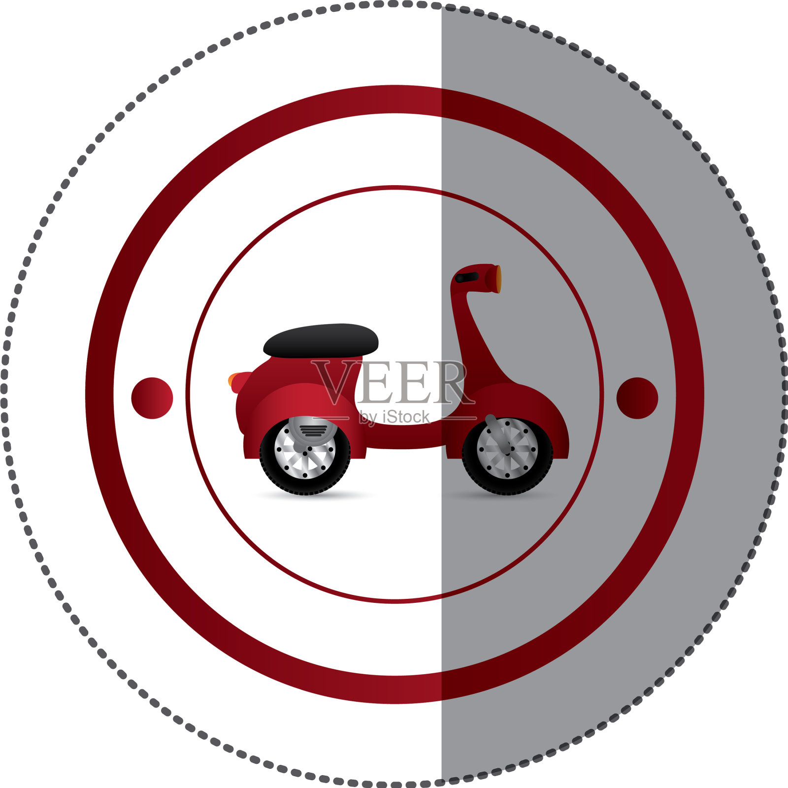 贴纸与圆形与彩色滑板车插画图片素材