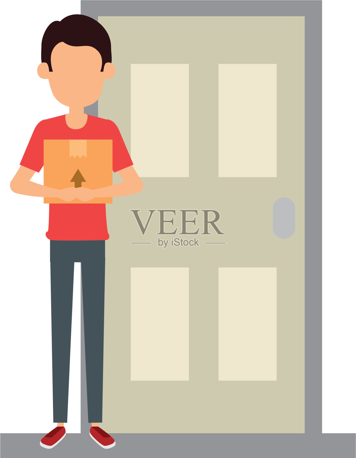 送货工人在门内搬运箱子设计元素图片