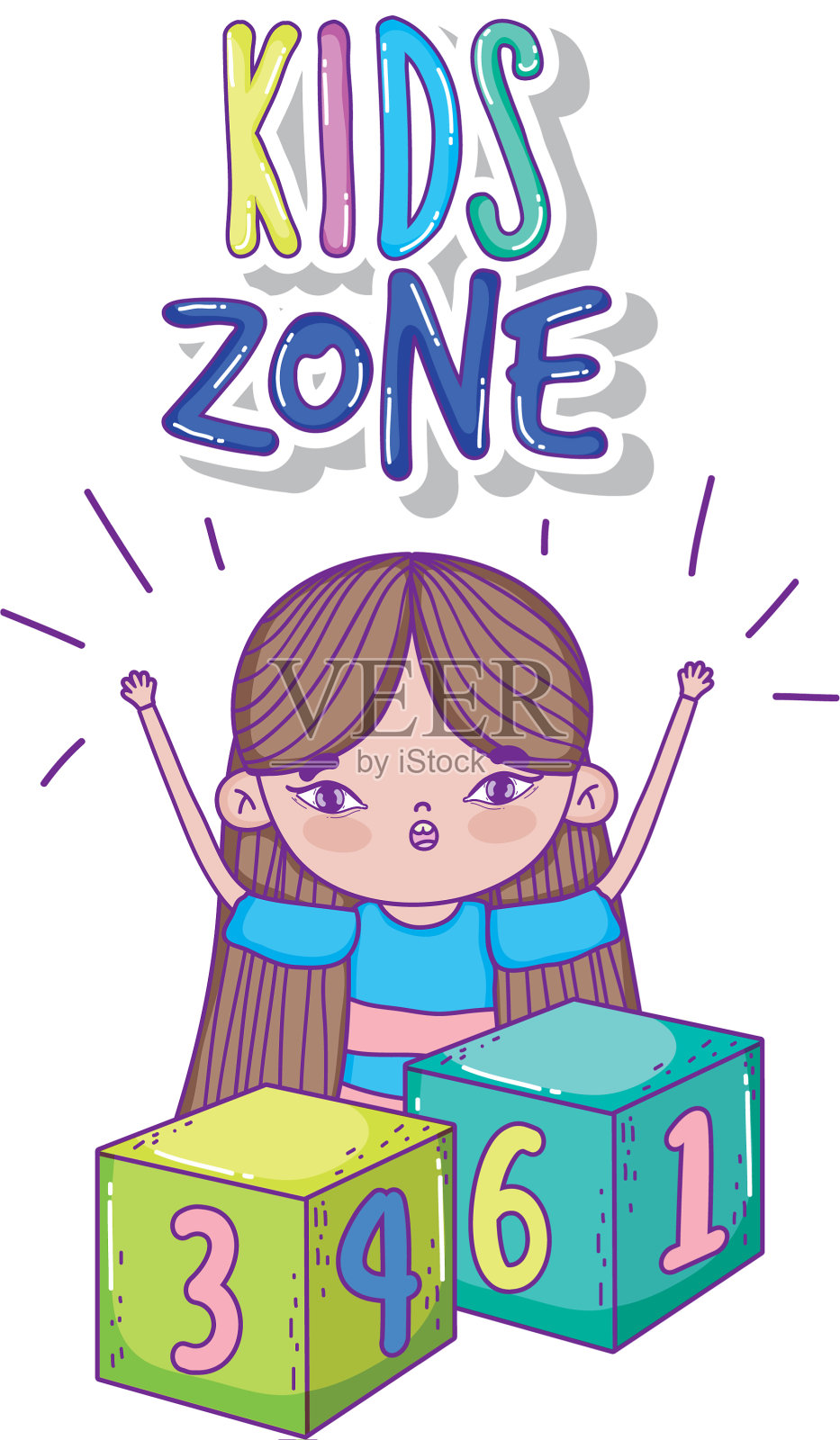 小女孩在玩积木设计元素图片