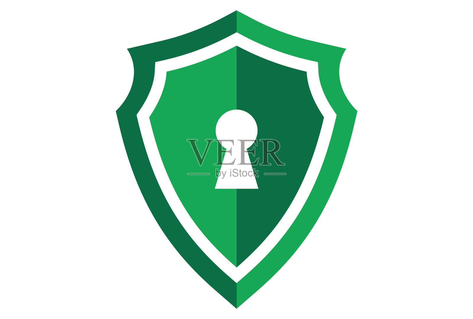 绿盾保护锁标志图标概念插画图片素材