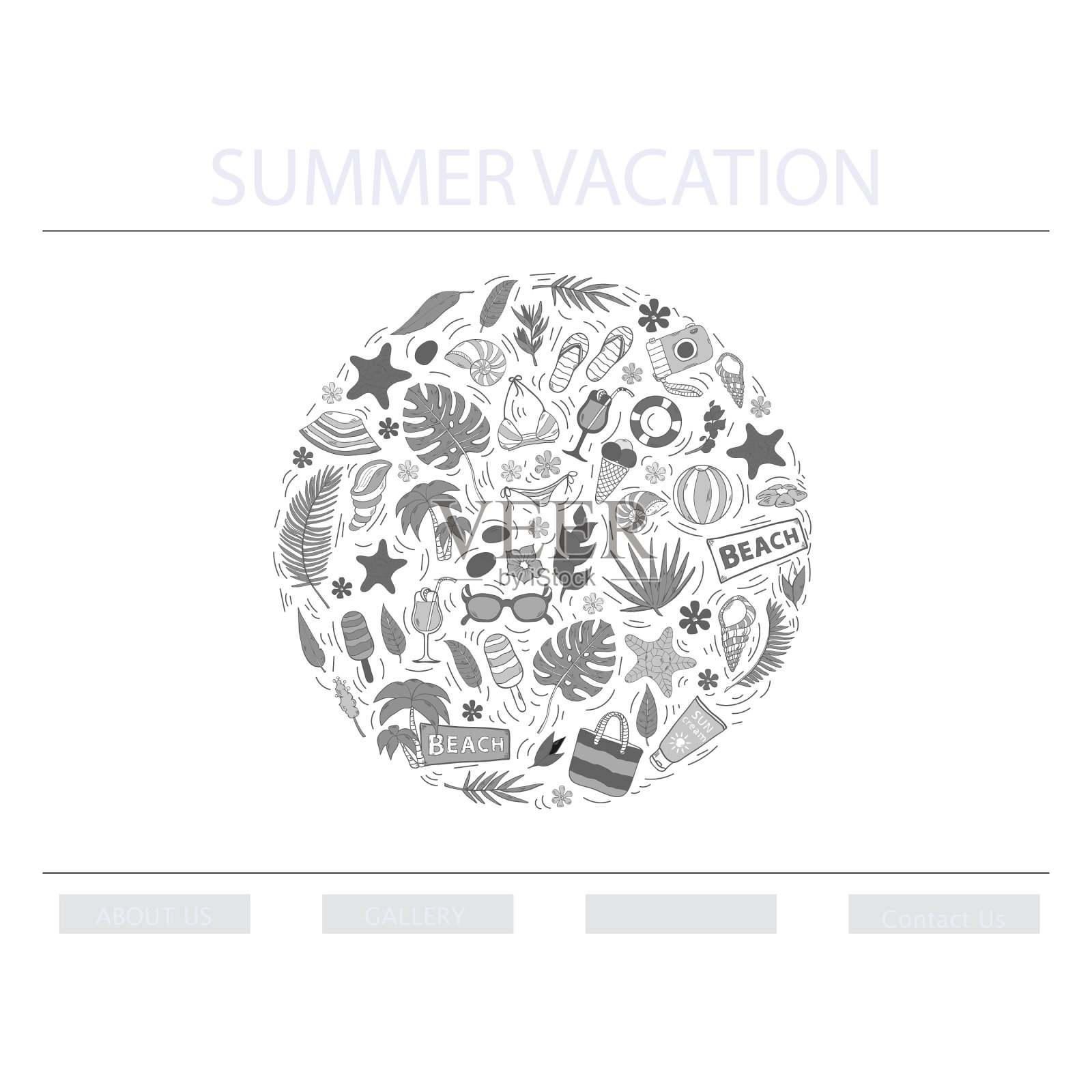 暑假概念圈插画图片素材