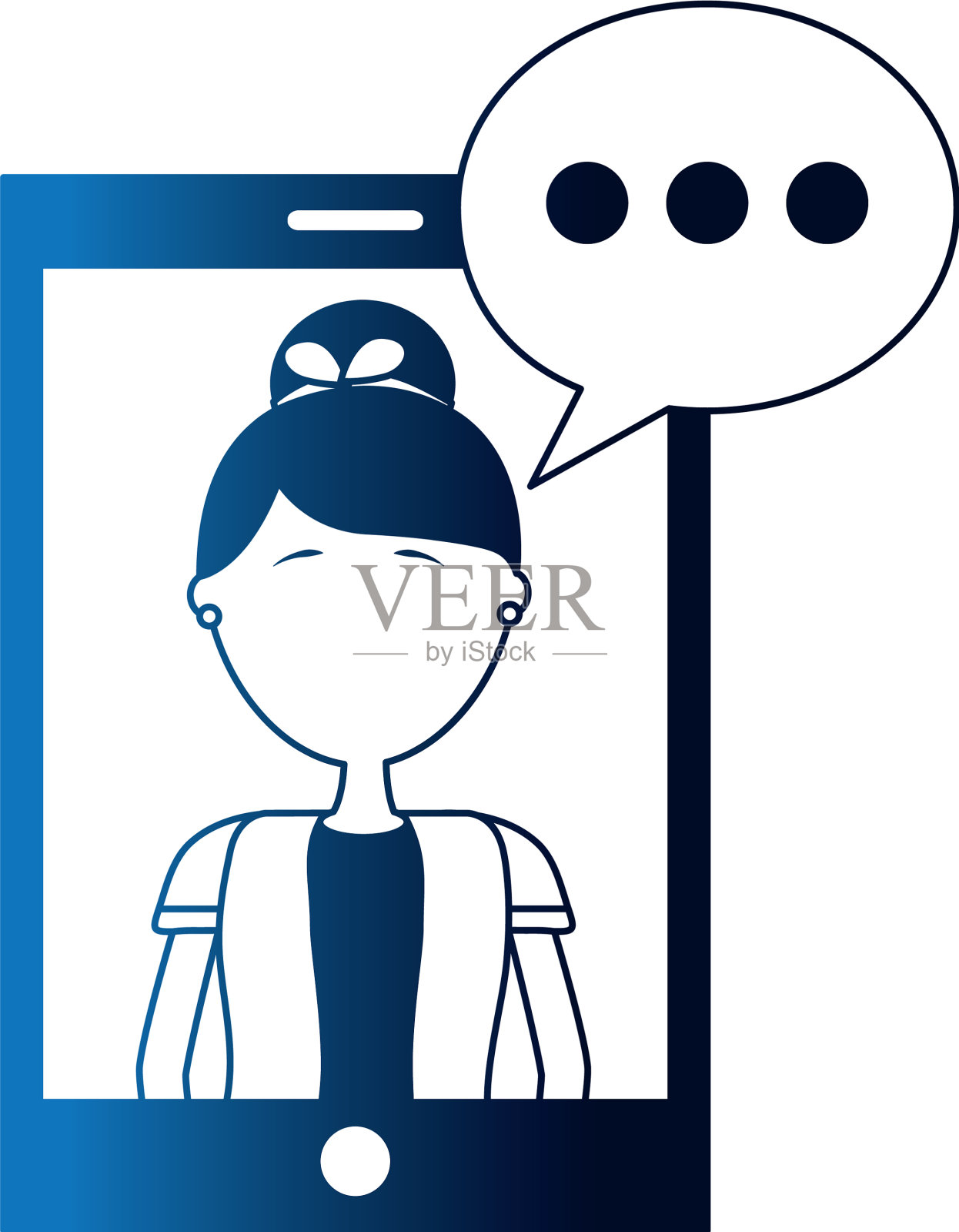 有女人和语音泡泡的智能手机设计元素图片