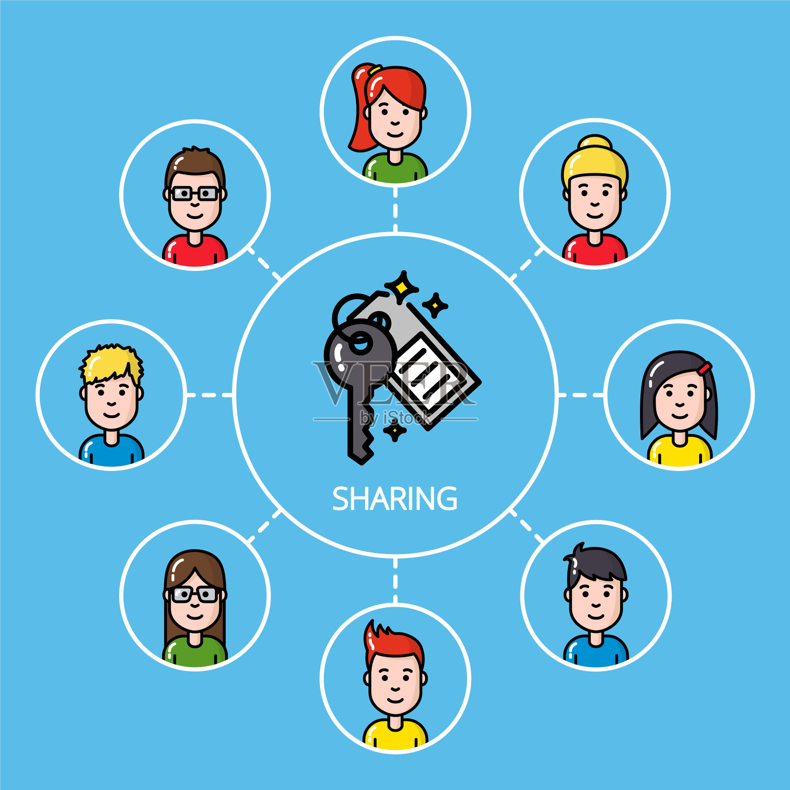 与群体共享经济理念插画图片素材