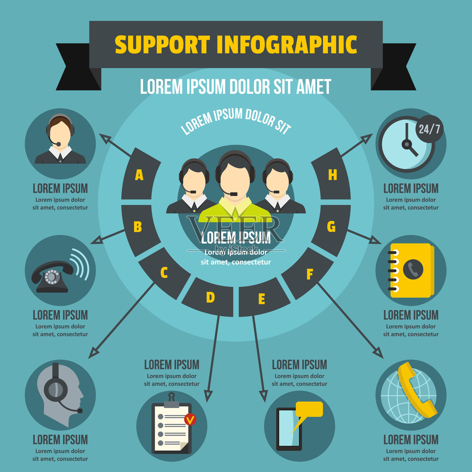 支持信息图表概念平面风格插画图片素材
