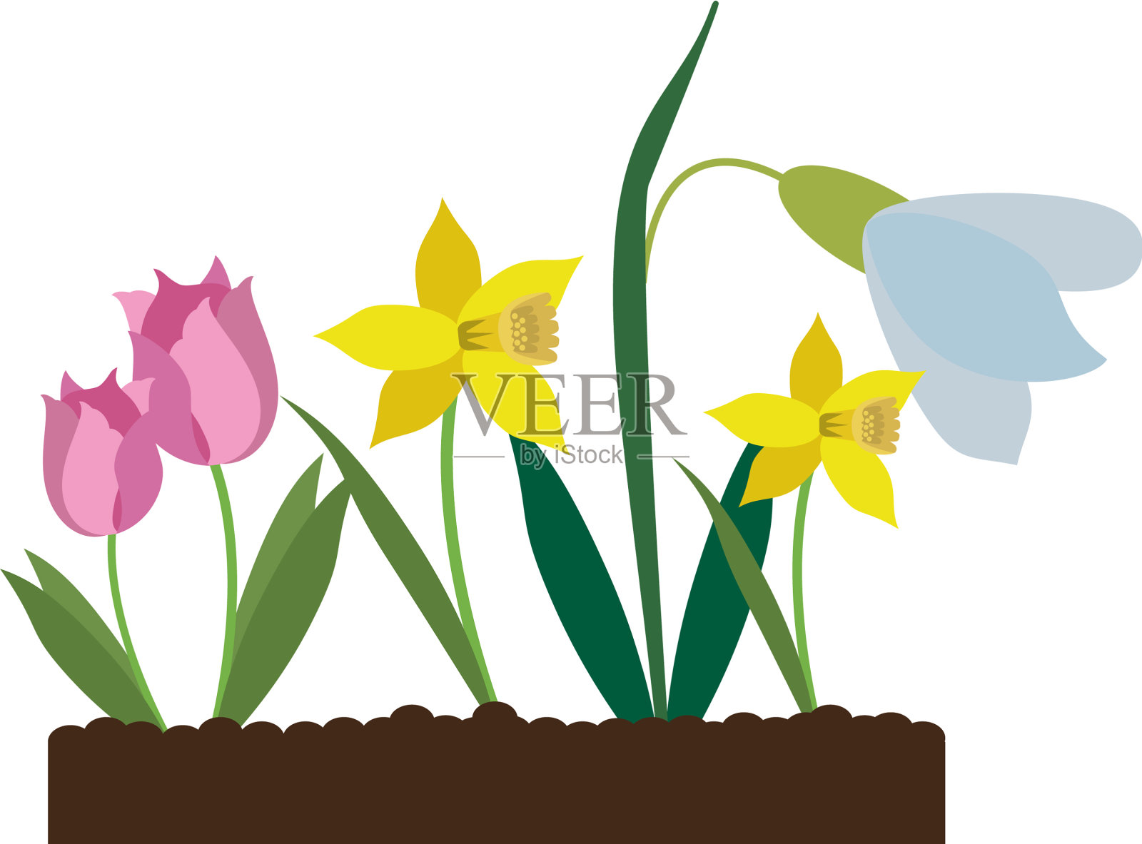 美丽的花与叶卡通插画图片素材