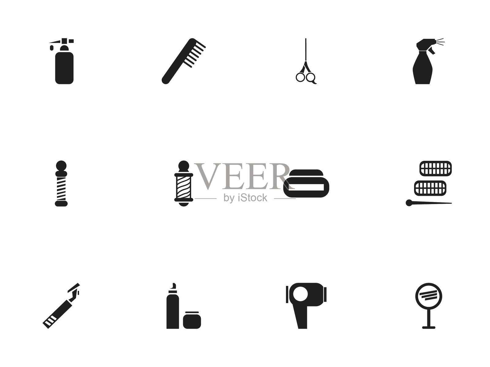 一套12可编辑的发型艺术家图标图标素材