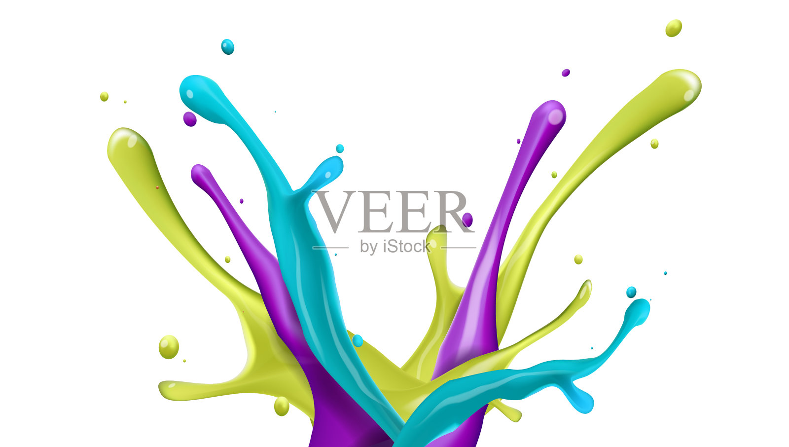 彩色水溅在白色背景上插画图片素材