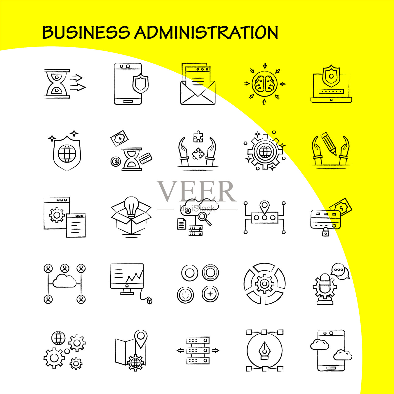 企业管理手绘图标设置图标素材