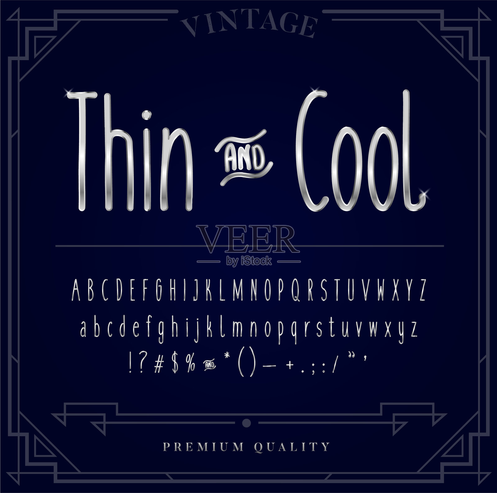 铂金银或铬金属字体集插画图片素材