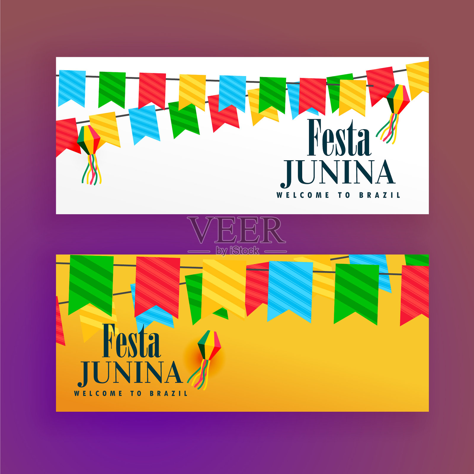 节日junina节日横幅两套插画图片素材