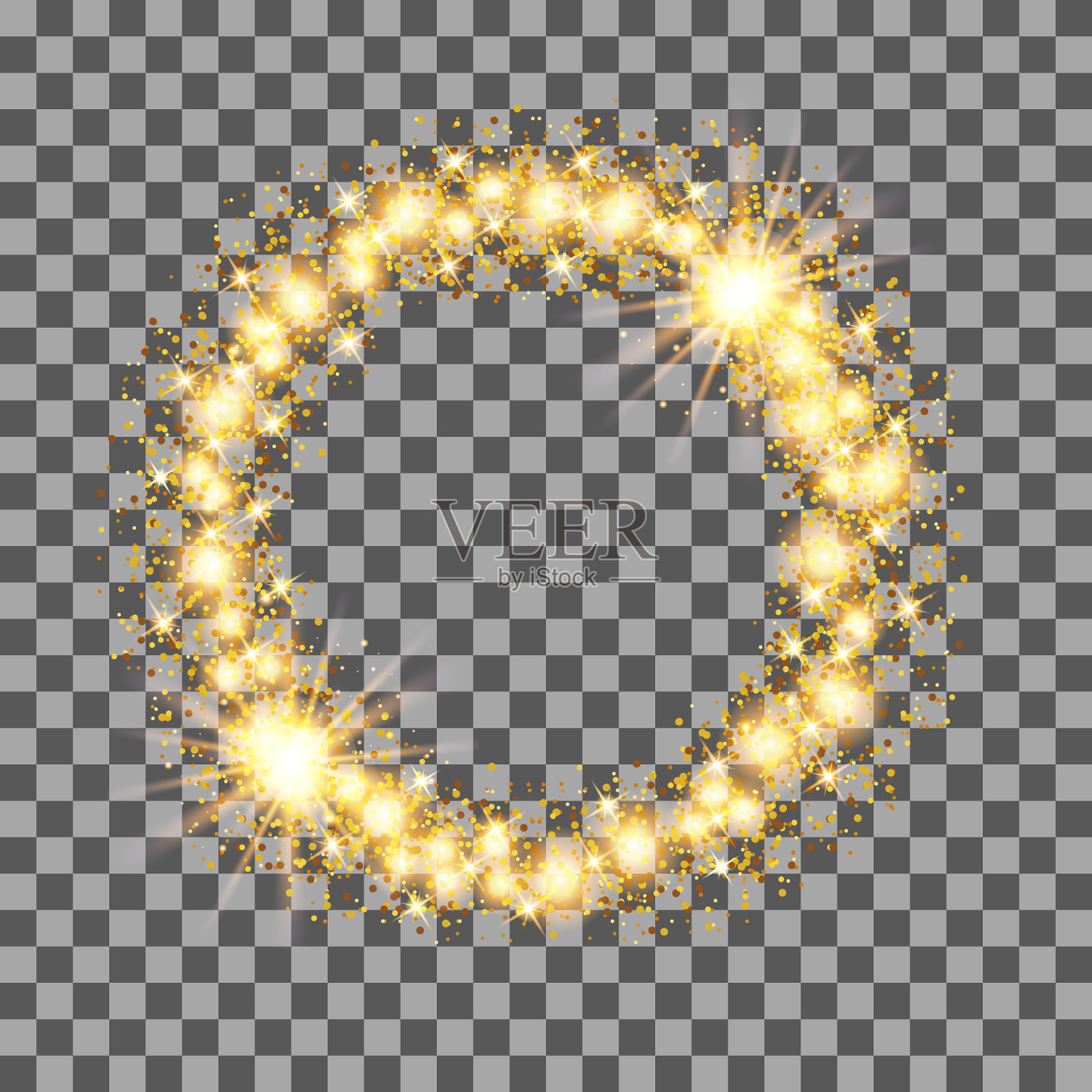 金光闪闪的圆形框架与星星插画图片素材