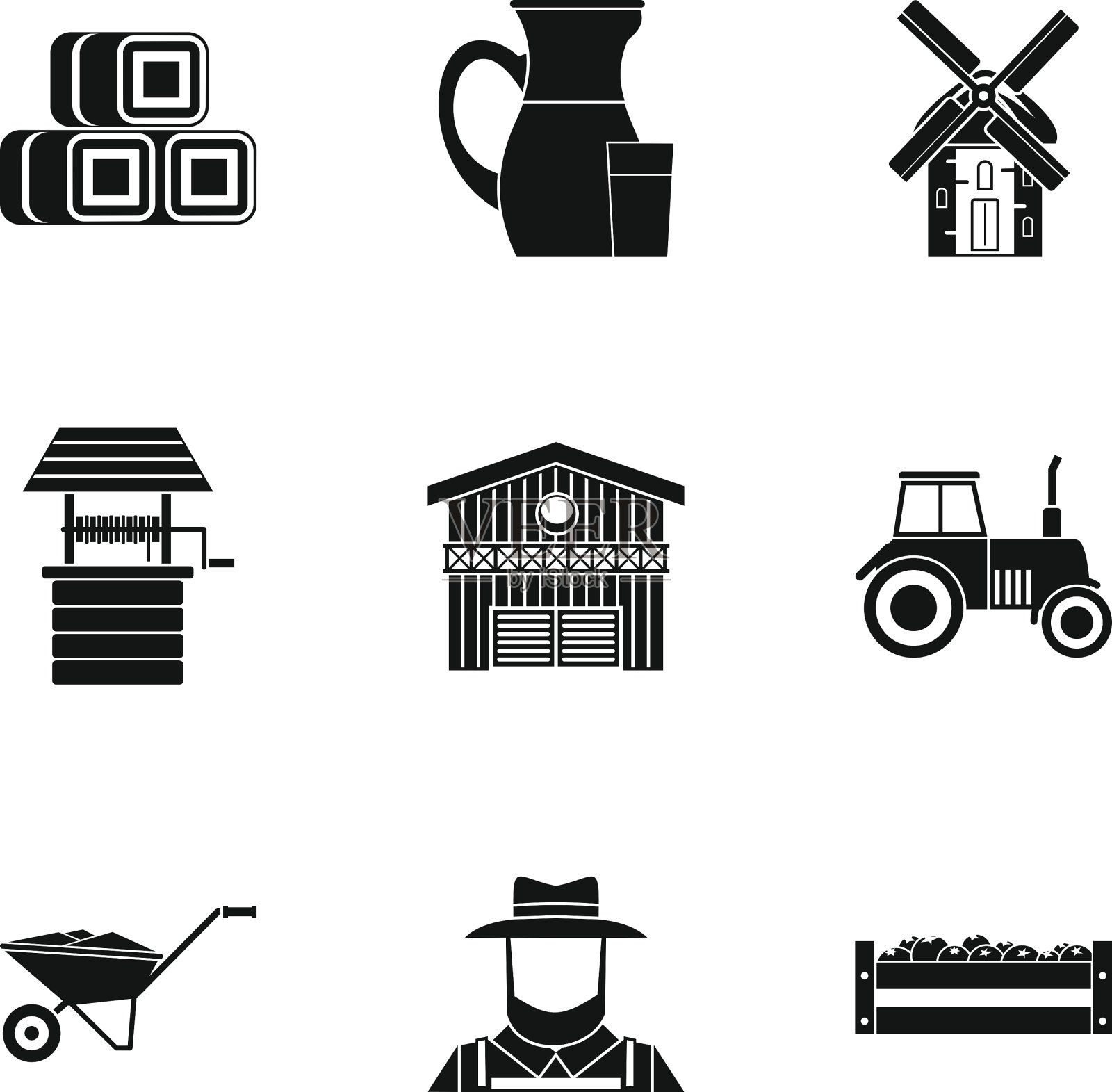 动物农场图标设置简单的风格图标素材