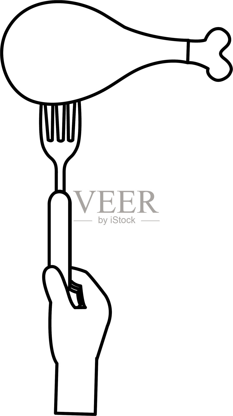 手举叉配鸡腿设计元素图片