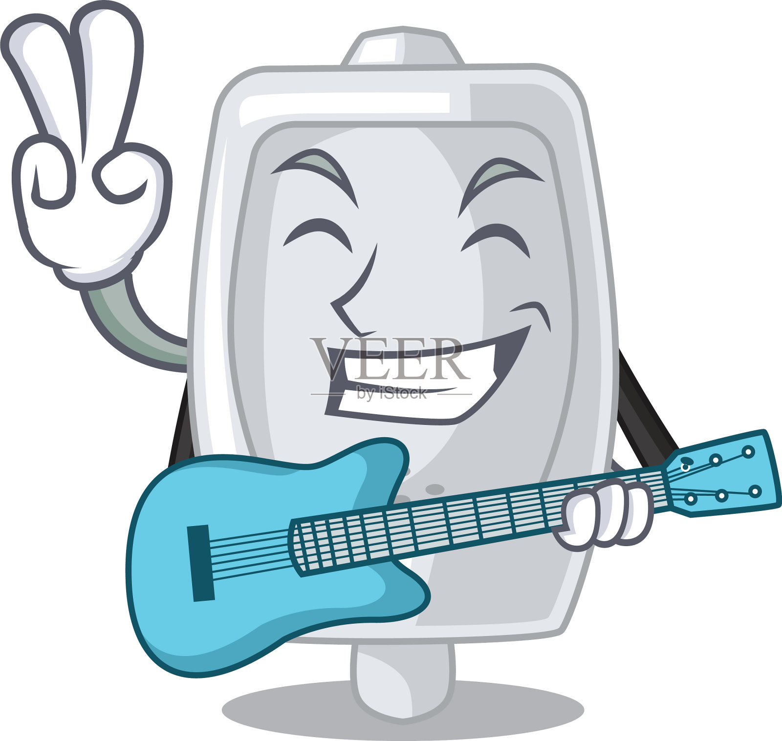 卡通浴室里有吉他小便池插画图片素材