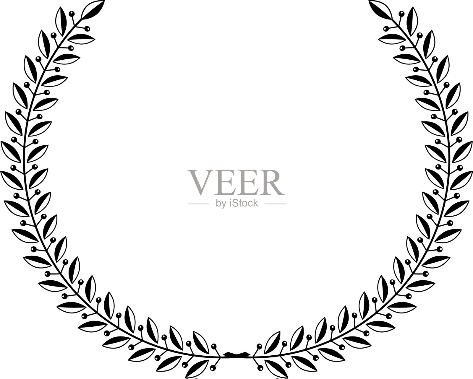 月桂花冠古纹章设计元素图片