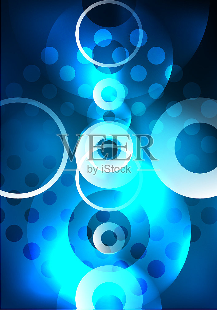 在黑暗中发光的圆圈插画图片素材