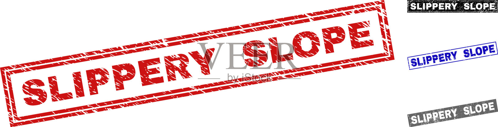 垃圾滑坡划伤矩形邮票插画图片素材