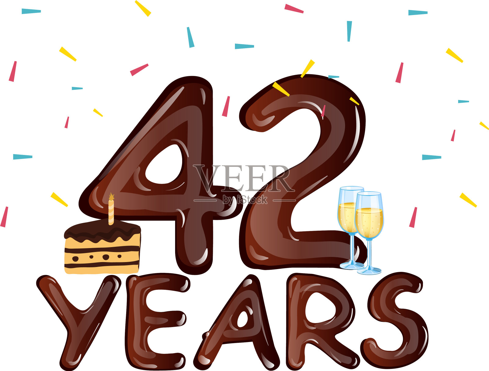 42周年庆典用蛋糕插画图片素材