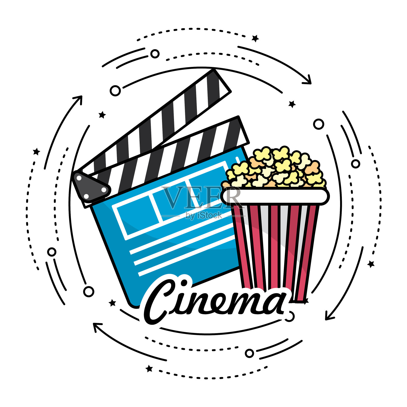 用爆米花拍电影的夹板设计元素图片