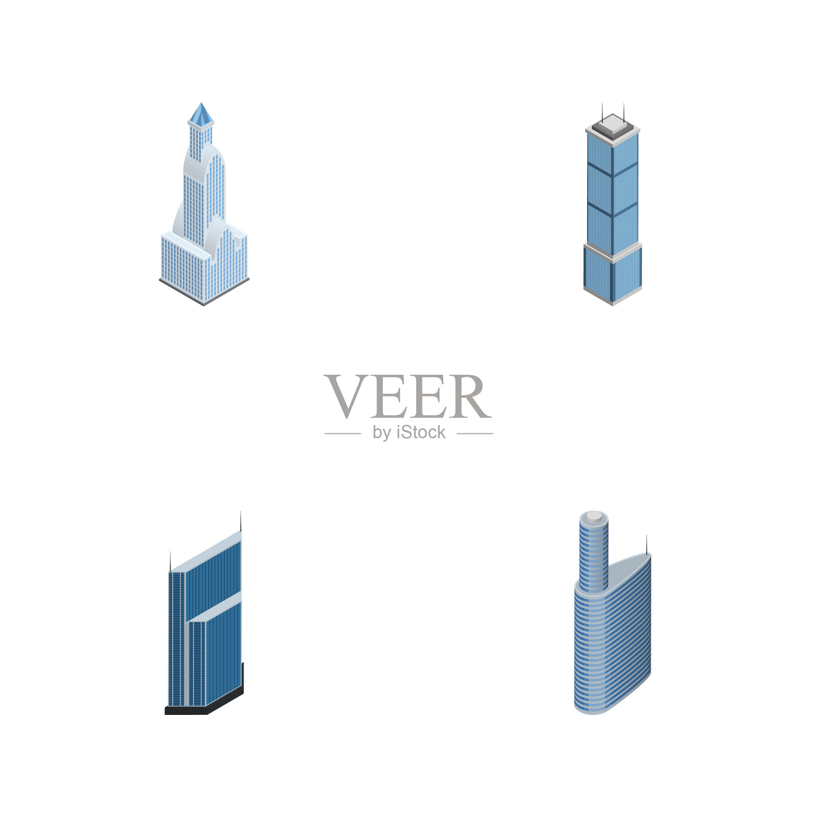 等距摩天大楼住宅套建筑插画图片素材