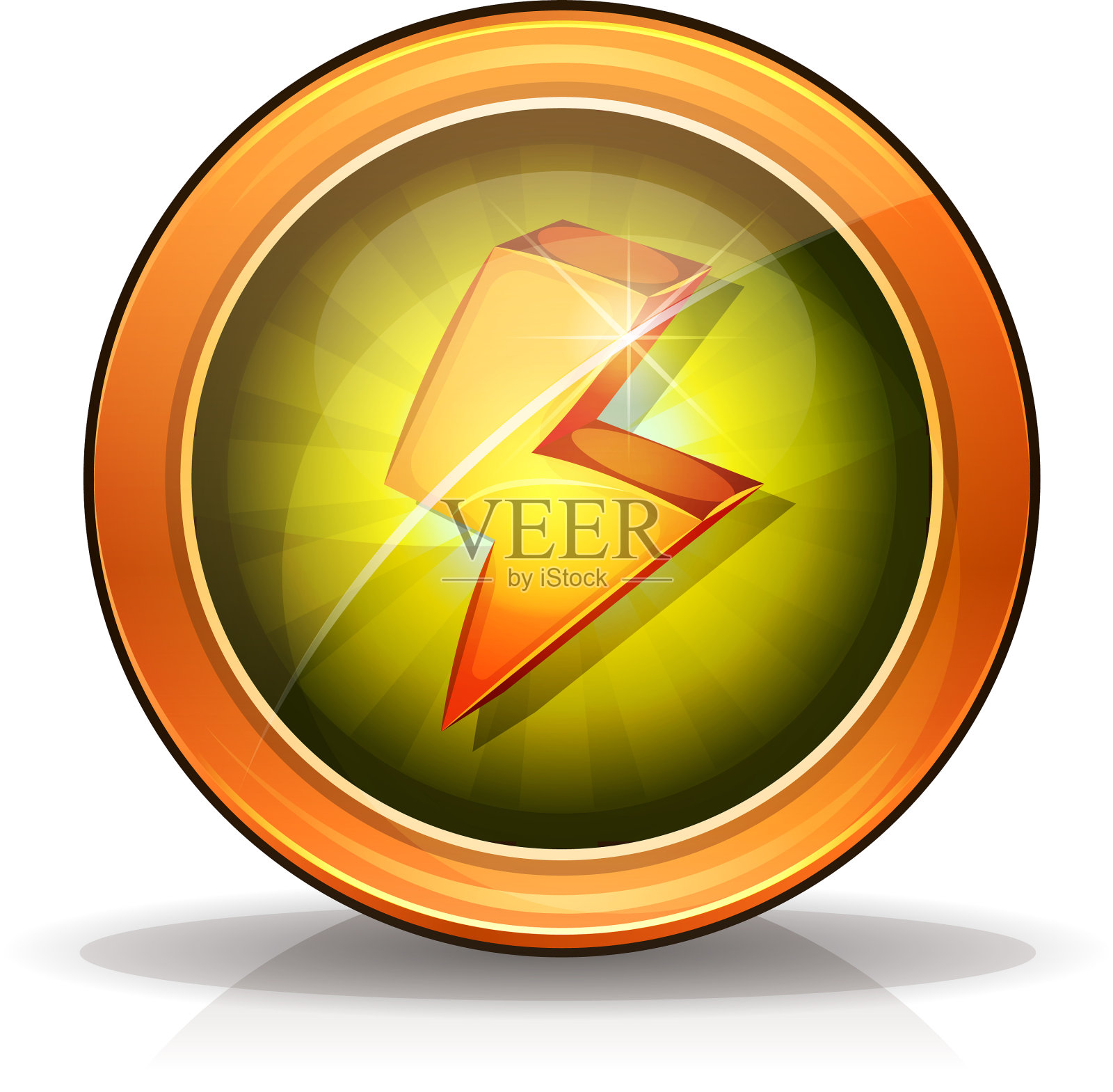 游戏UI的闪电图标徽章设计元素图片