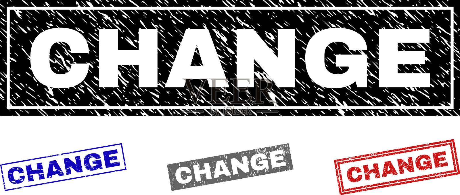 Grunge改变纹理矩形印章印章插画图片素材