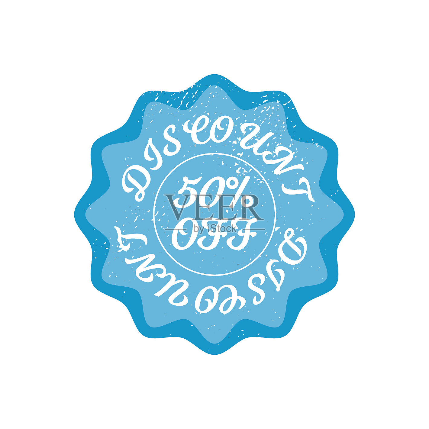 亮蓝色复古50%折扣徽章标志设计元素图片