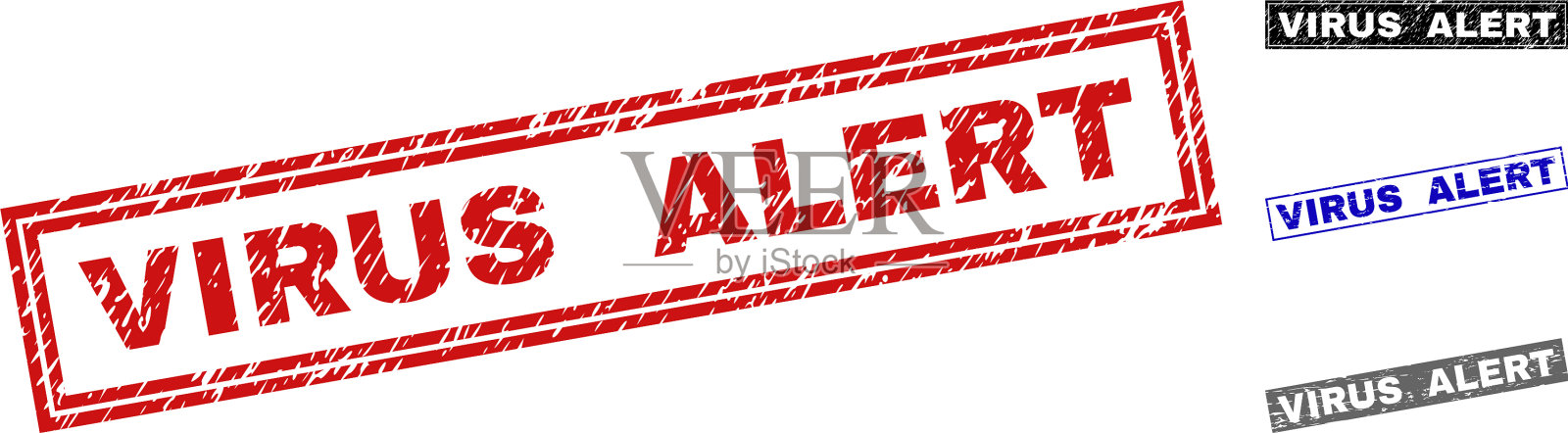 垃圾病毒警报纹理矩形邮票插画图片素材