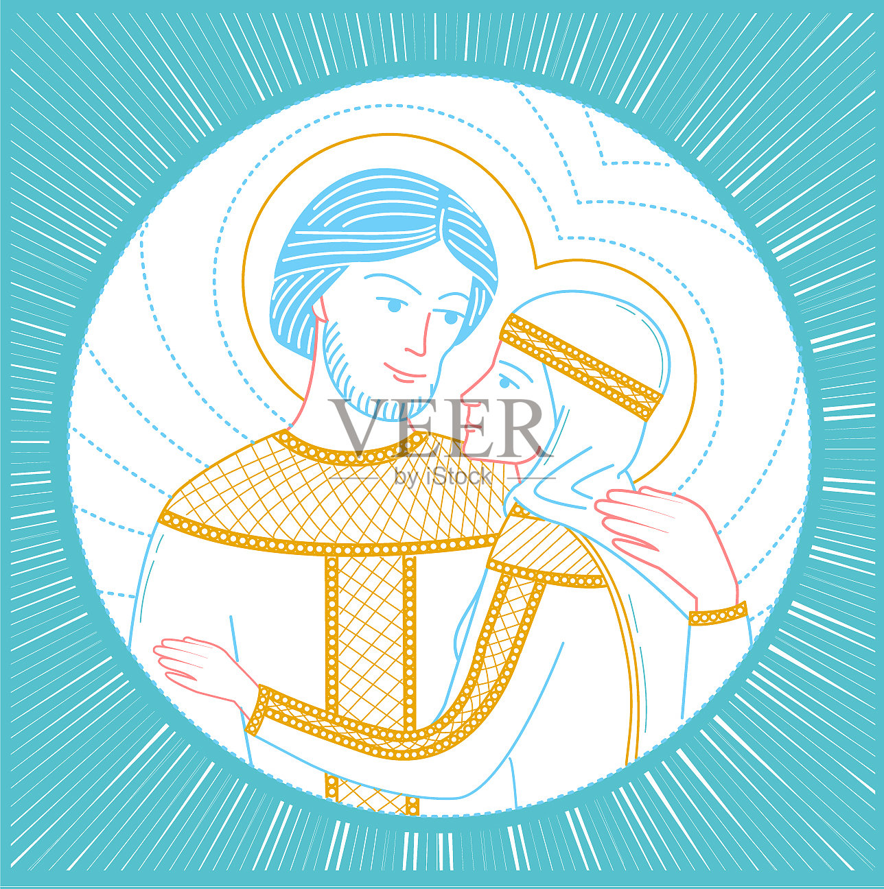 俄罗斯的偶像彼得和费弗罗尼亚插画图片素材