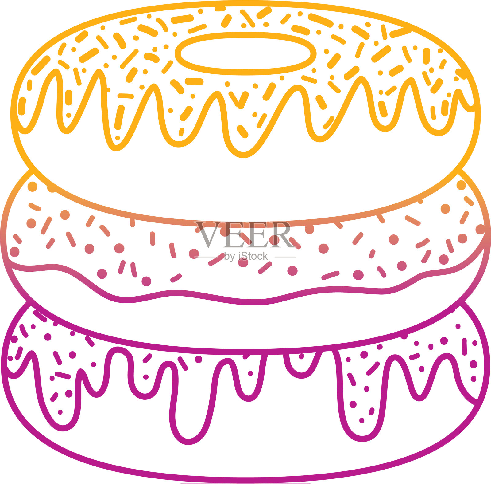 降解线美味甜甜圈甜烘焙食品设计元素图片