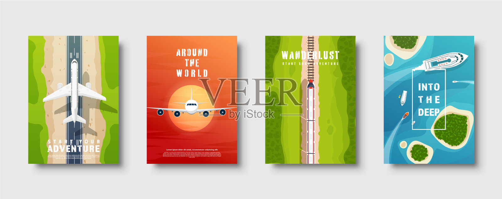 旅游和旅游飞机航空夏季插画图片素材