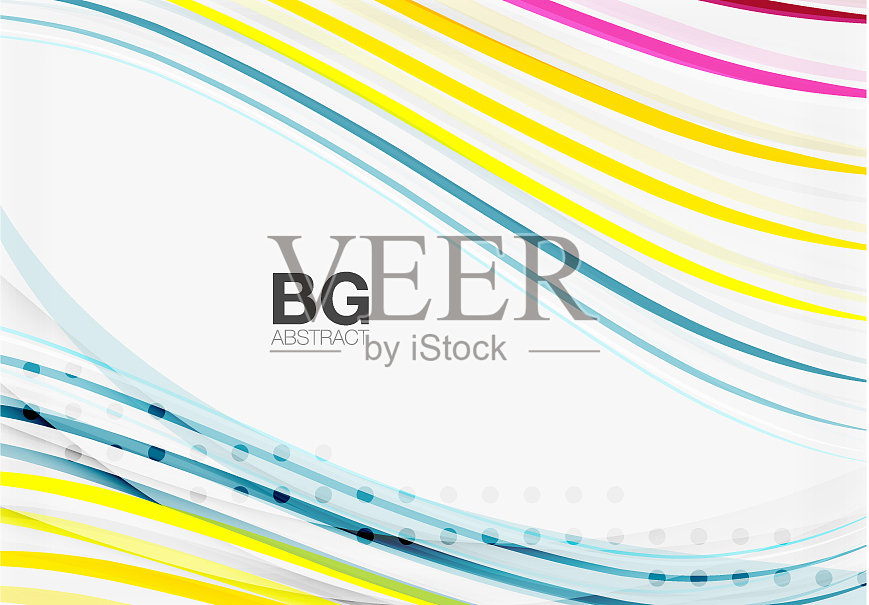 色彩条纹，波浪线条，现代几何插画图片素材