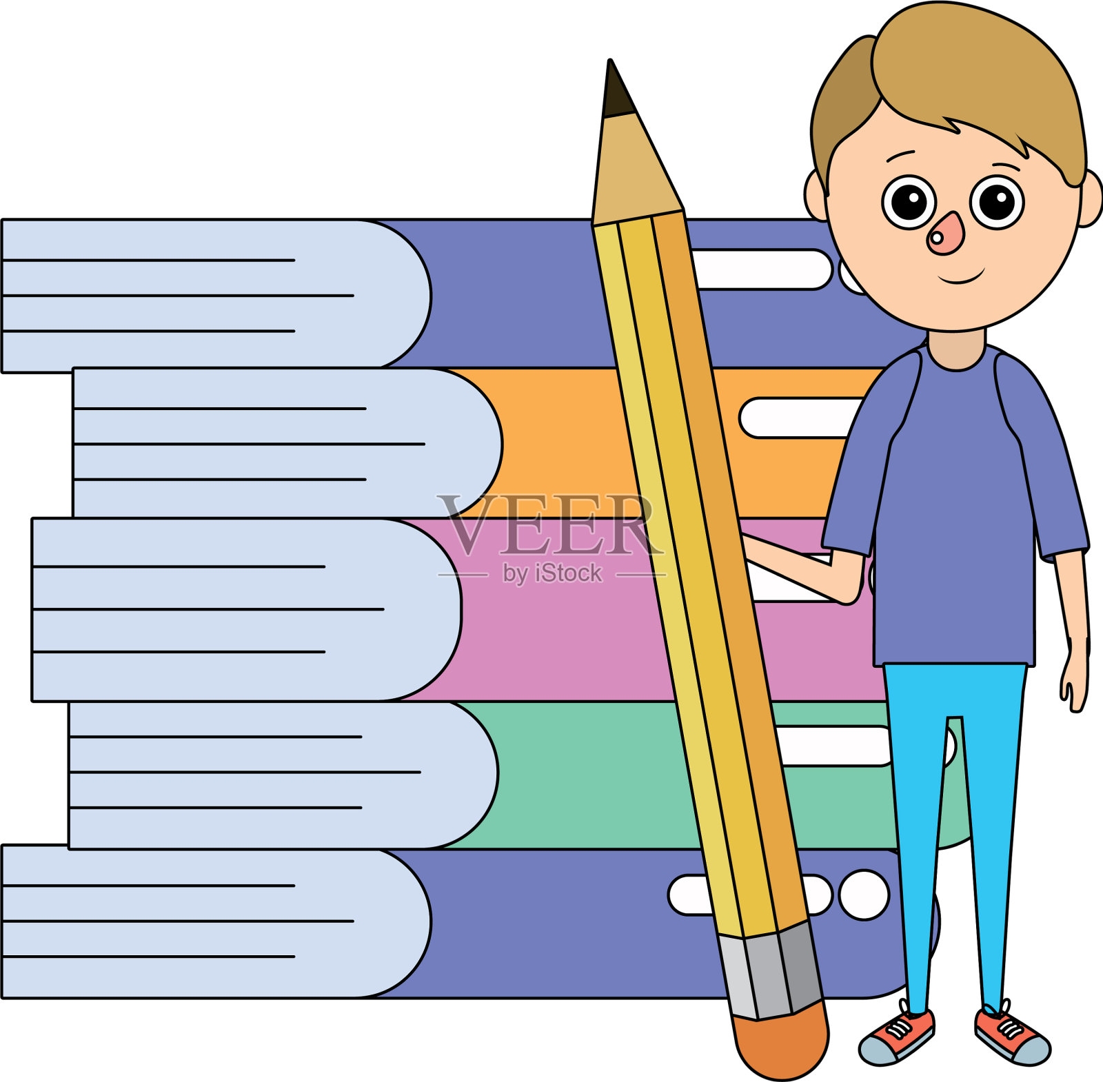 学校教育男孩卡通设计元素图片