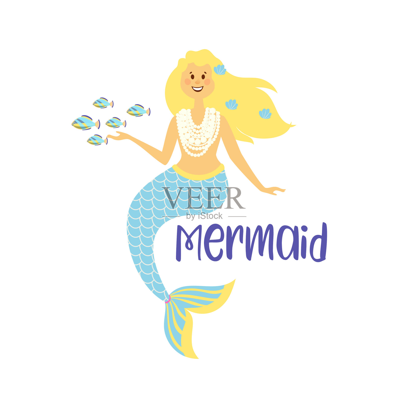 美人鱼可爱的小女孩水下世界的大海设计元素图片