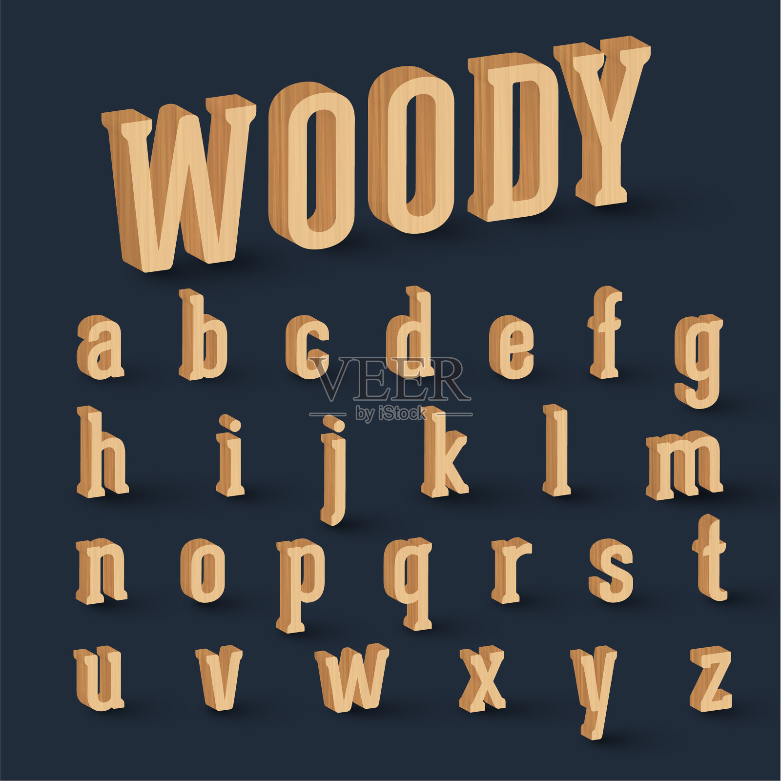 3d木版字体插画图片素材