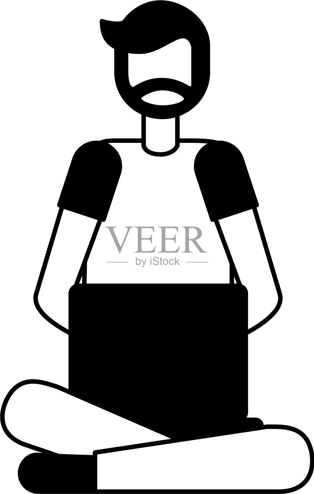 坐在笔记本电脑前的男人设计元素图片