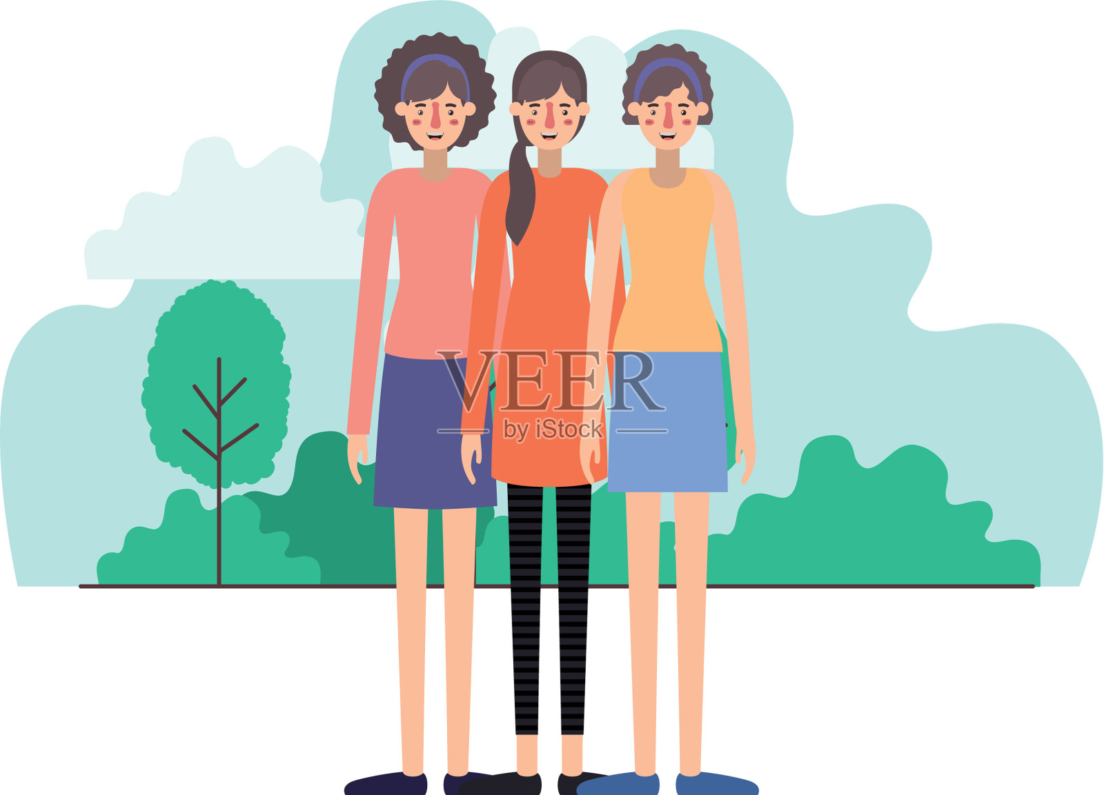 将女性放在领域角色中插画图片素材