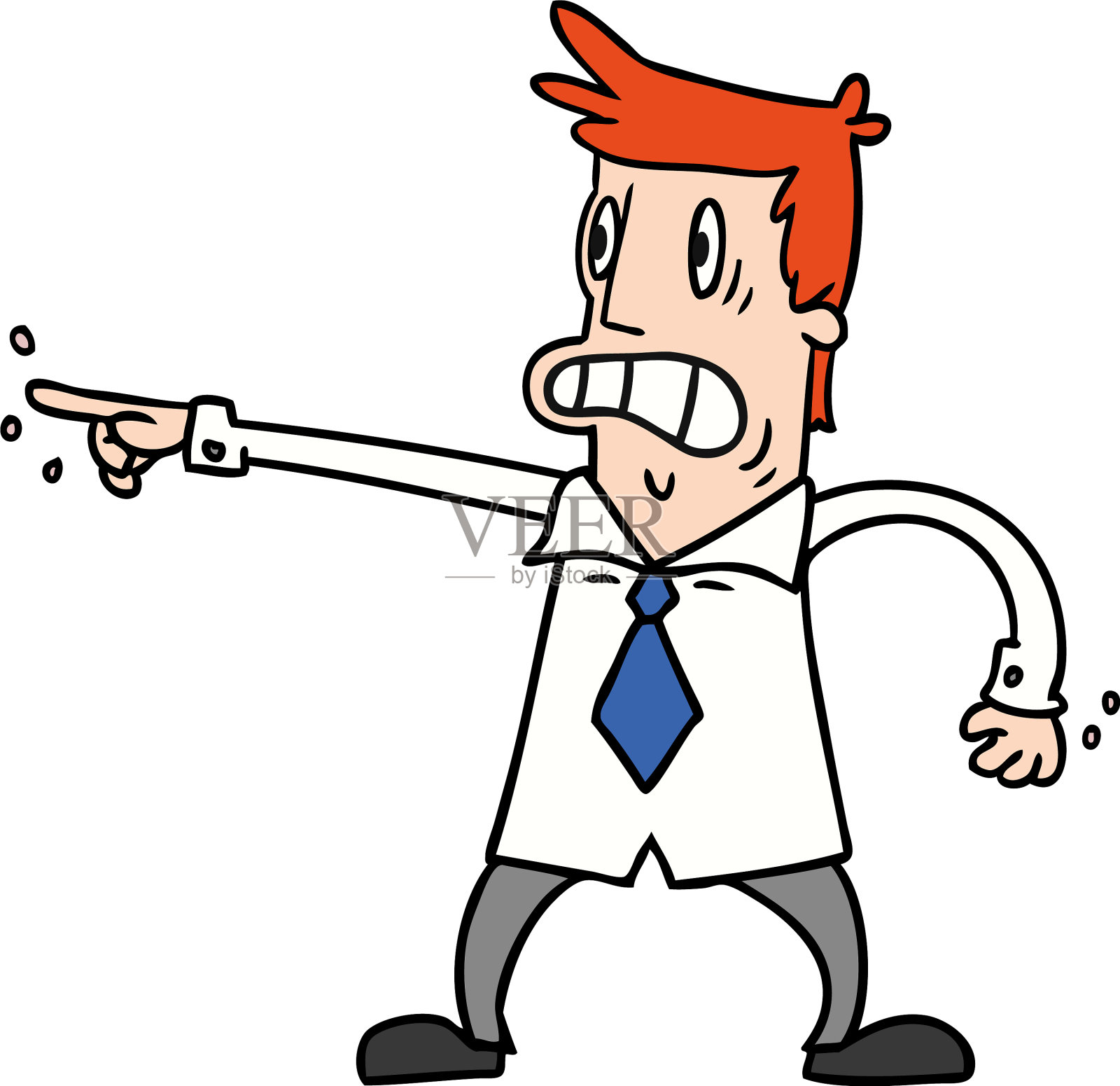 卡通涂鸦人指着，看起来很担心设计元素图片