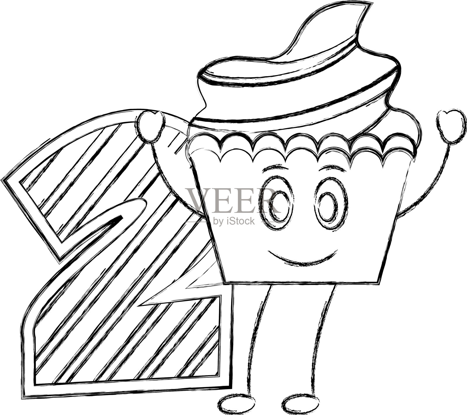 二号，小蛋糕卡哇伊角色设计元素图片