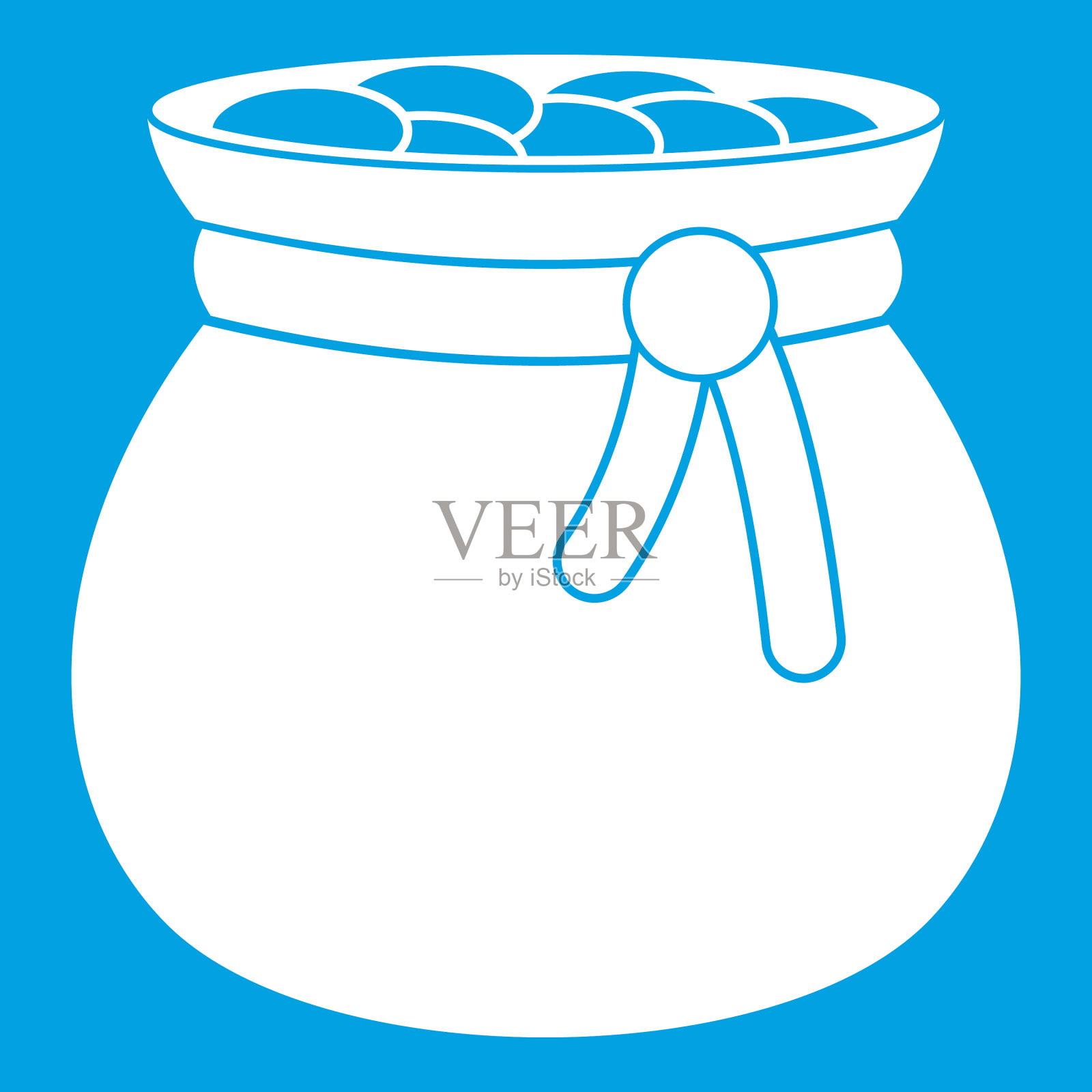 袋子里装满了图标白色的金币插画图片素材